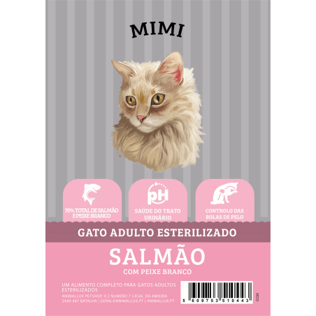 Mimi Grain Free Gato Adulto Esterilizado Salmão com Peixe Branco