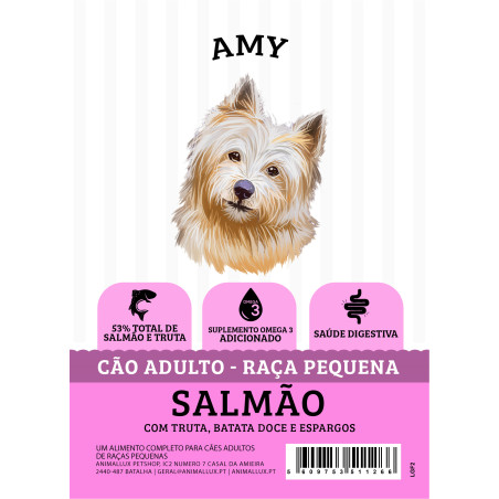Amy Grain Free Cão Mini Salmão com Truta, Batata Doce e Espargos