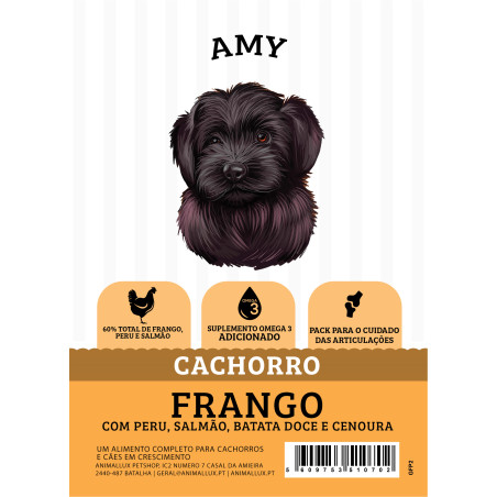 Amy Grain Free Cachorro Puppy Frango, Perú, Salmão, Batata Doce & Cenoura