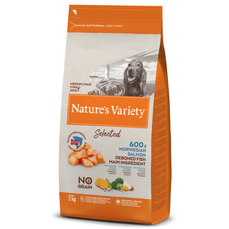 Nature's Variety Selected No Grain Cão Medio Maxi Salmão da Noruega