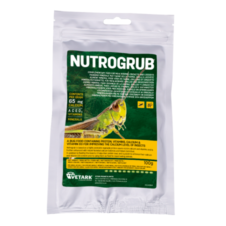 Vetark Nutrogrub- Alimento para Insetos Contendo Proteínas, Cálcio e Vitamina D3 para Melhorar os Níveis de Cálcio em Insetos