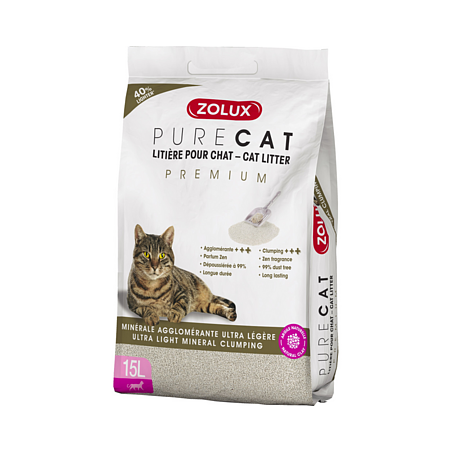 Areia Aglomerante PureCat Premium Zolux 15 Lt