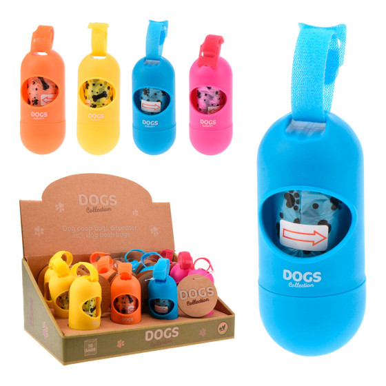 Porta-sacos + 20 saquinhos de higiene, cores sortidas